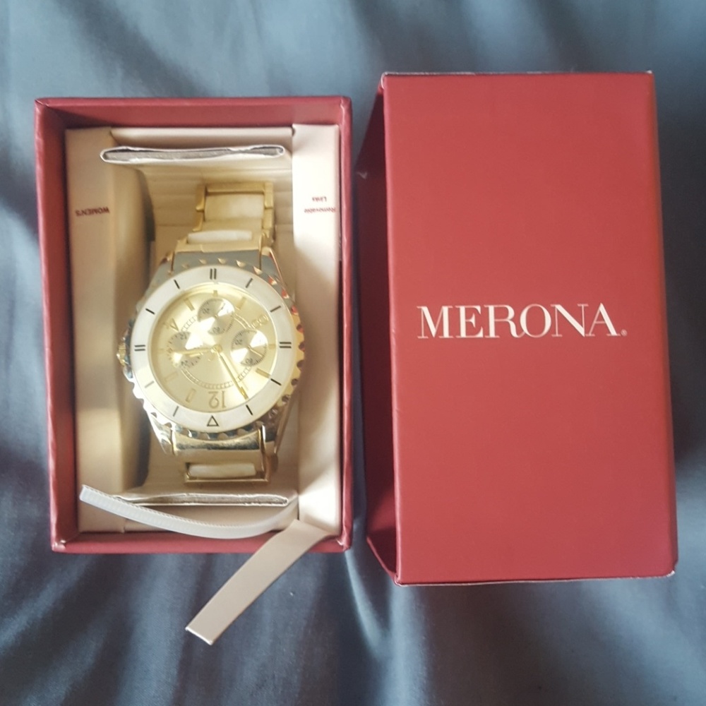 Gold and bone watch! Hardly worn!